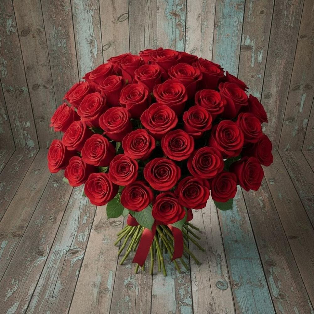 Букет 55 Красных роз Фридом в Новой Майне