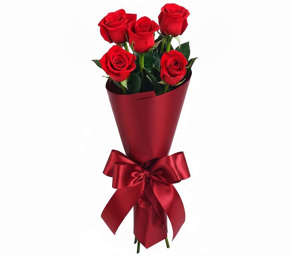 Букет 5 Красных роз Эдлесс Лав в Новой Майне