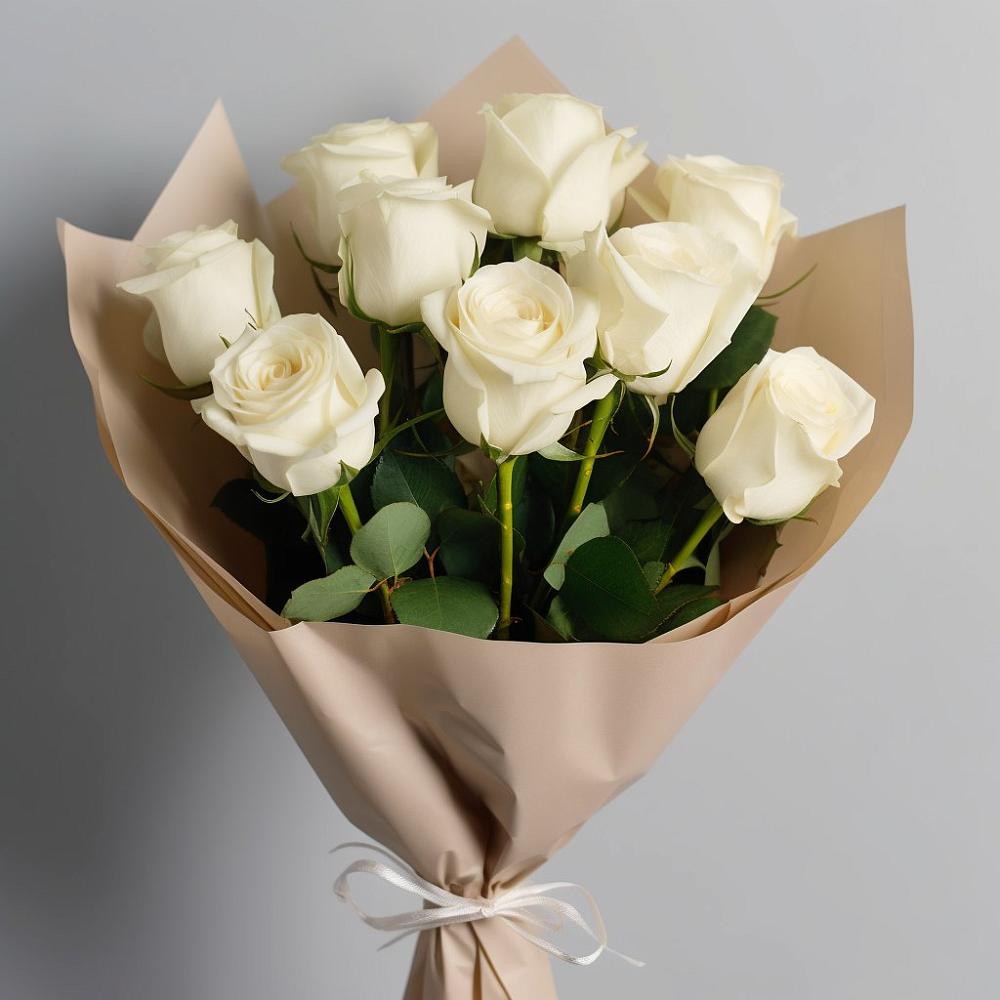 Букет 9 Белых роз Эдлесс Лав в Новой Майне