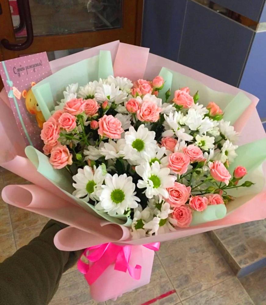 Букет цветов из: Розы и Хризантемы в Новой Майне