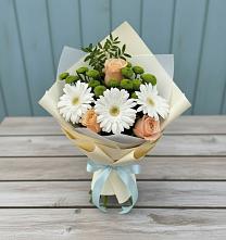 Букет цветов из:  Герберы, Розы и Хризантемы в Новой Майне