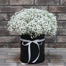 Цветочная композиция из Гипсофила в шляпной коробке в Новой Майне