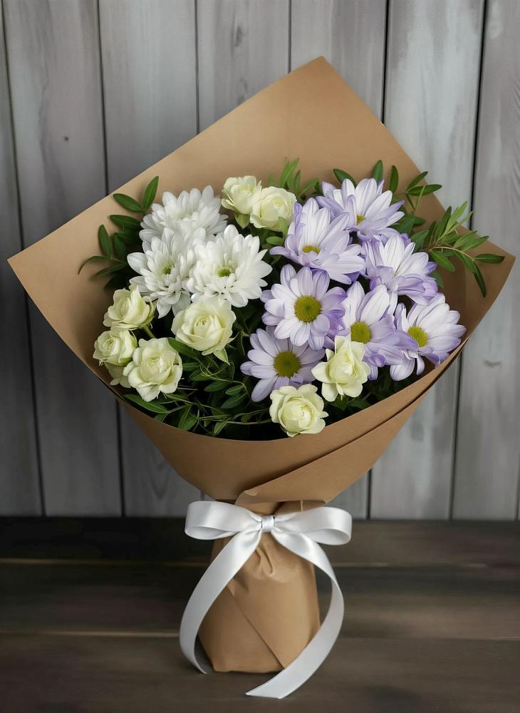 Букет цветов из: Хризантемы и Розы в Новой Майне